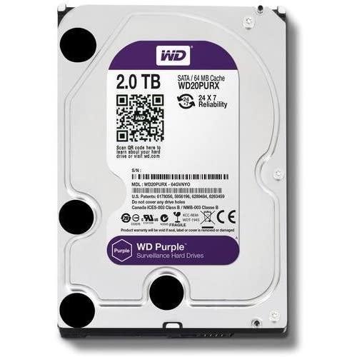 WD Purple 2TB Surveillance Hard Disk Drive - 5400 RPM Class SATA 6 Gb/s 64MB Cache 3.5 Inch - WD20PURX [Old Version]