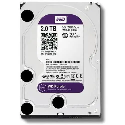 WD Purple 2TB Surveillance Hard Disk Drive - 5400 RPM Class SATA 6 Gb/s 64MB Cache 3.5 Inch - WD20PURX [Old Version]