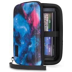 USA Gear Hard Shell Electronic Organizer Travel Case 7.5 Inch with Weather Resistant Exterior and Large Mesh Accessory Pocket - Compatible with Garmin GPS, Chargers, and More Electronics - Galaxy