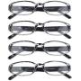 4 Pairs Reading Glasses with Spring Hinge, Blue Light Blocking Glasses for Women/Men (Black,+3.00 Magnification)