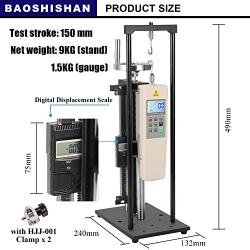 BAOSHISHAN Digital Force Gauge HP-500N Push Pull Gauge (50kgf/110lbf/500N) with Manual Force Test Stand Hand Wheel-Operated and HJJ-001 Clamp x 2 (HLB+HP-500N)