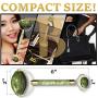 Jade Roller for Face - Anti Wrinkle 100% Natural Jade Stone Roller - Anti Aging Skin Slimming Massager - Original Real Double Jade Facial Roller