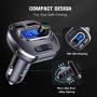 VicTsing Bluetooth FM Transmitter for Car, Wireless In-Car Bluetooth Adapter/w USB Port, Support Aux Input Output, TF Card and U-Disk, Hands-Free calls