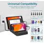Charging Station for Multiple Devices 6 Short Mixed Charging Cables Multi USB Charger Station Organizer for Cell Phones Apple Samsung Tab Electronics Tech Gadget Gift -Black