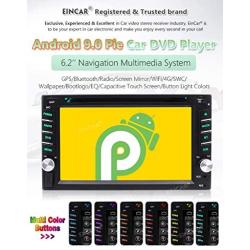 Android Car Stereo DVD Bluetooth Head Unit Double Din in Dash 6.2 inch Auto Radio Digital Media System Support WiFi Mirrorlink/Carplay USB SD MP3/MP4 1080P Equalizer Subwoofer External Microphone