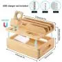Charging Station for Multiple Devices, SNEDIY Bamboo Charging Station Dock for 4/5/6 Ports USB Charger, 7 in 1 Desktop Docking Station Without Power Supply Compatible with iPhone/iPad/Airpods/iWatch