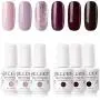 Gellen Gel Nail Polish KIT 6 Colors - Misty Rose & Midnight Series Pastel Pink Wine Tone, Rose Glitter Home Nail Art Salon Gel Manicure Set