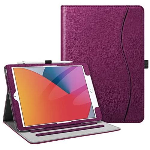 Fintie Case for iPad 10.2 Inch - [Corner Protection] Multi-Angle Viewing Folio Stand Cover with Pocket, Pencil Holder, Auto Wake/Sleep for iPad 8th / 7th Generation, Purple