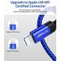 iPhone Charger Cable 4ft, JSAUX [C89 Apple MFi Certified] Lightning Cable Nylon Braided USB Fast Charging Cord Compatible with iPhone 11 Xs Max X XR 8 7 6s 6 Plus SE 5 5s, iPad, iPod (Blue)
