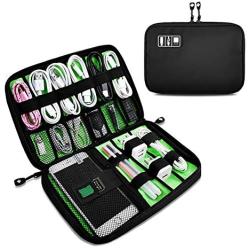 Electronics Organizer, OrgaWise Electronic Accessories Bag Travel Waterproof for iPad Mini, Kindle, Hard Drives, Cables, Chargers (Black)