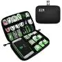 Electronics Organizer, OrgaWise Electronic Accessories Bag Travel Waterproof for iPad Mini, Kindle, Hard Drives, Cables, Chargers (Black)