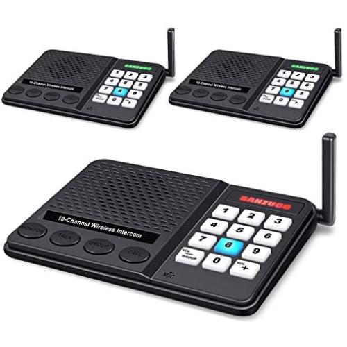 Intercoms Wireless for Home - GLCON Wireless Intercom 1 Mile Long Range 10 Channel 3 Code - Room to Room Home Intercom System for House Office Business Gate (3 Packs) [2020 New Version]