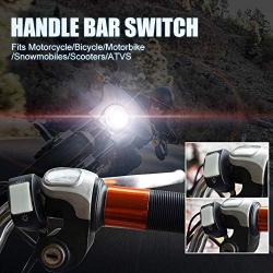 Ourbest Handlebar Switch 12V 7/8inch 22mm On Off Push Button for Bicycle Motorcycle Scooter Headlight/Fog Light/Driving Lamp Toggle Switch Grey