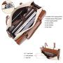 CLUCI Briefcase for Women Oil Wax Leather Vintage 15.6 Inch Laptop Business Shoulder Bag Beige with Brown