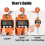 RoMech 660lb Digital Hanging Scale with Cast Aluminum Case, Handheld 300Kg Mini Crane Scale with Hooks for Farm Hunting Fishing Outdoor (Orange)