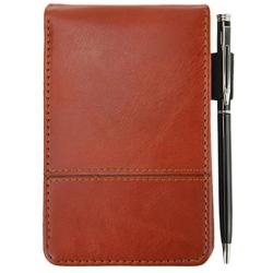Small Pocket PU Leather Business Notebook Lined Memo Pad Holder Jotter Book Steno Notepad 3.5-Inch X 5.5-Inch Note Pad, Refillable, 8 Digital Calculator, Pen Holder Loop, Metal Ball Point Pen