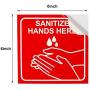 10 Pieces Sanitize Hands Here Signs Stickers Use Hand Signs 6 x 6 Inch Quality Self-Adhesive Vinyl, Laminated for UV, Scratch, Water, Weather and Fade Resistance, Indoor and Outdoor (Red)