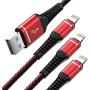 Heavy Duty Charger Cable, 3Pack 6ft USB Charging Cable, Braided Nylon Long Charger Cord Compatible with iPhone 11/11 Pro/X/Xs Max/XR / 8/8 Plus / 7/7 Plus/6/6S/6plus /iPad Mini-Red