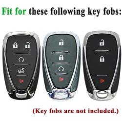 Blue Soft TPU Smart Key Fob Case Holder Jacket Protector for 2016 2017 2018 2019 Chevy Malibu Camaro Cruze Traverse Spark Sonic Volt Bolt