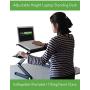 WorkEZ Cool Adjustable Laptop Cooling Stand & Lap Desk Tray for Bed Couch with 2 Fans 3 USB Ports Mouse Pad. Ergonomic Aluminum Height tilt Angle MacBook Riser Portable Standing Desk Converter,Black