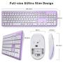 Wireless Keyboard and Mouse Combo, Jelly Comb KUT027 Wireless Keyboard and Mouse 2.4GHz Full Size Ultra-Thin Keyboard Mouse for Computer, Laptop, PC, Desktop, Windows 7, 8, 10 -White and Purple