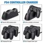 PS4 Controller Charger, BEBONCOOL PS4 Wireless Charger Dual USB Fast Charging for Sony Playstation 4/PS4/ Pro /PS4 Slim Controller, Charging Station with LED Indicator for DualShock 4, Black