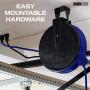 30Ft Retractable Extension Cord Reel with Breaker Switch & 3 Electrical Power Outlets - 16/3 SJTW Durable Blue Cable - Perfect for Hanging from Your Garage Ceiling