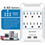 Kasonic 6-Outlet Wall Mount Surge Protector 2 Pack, 900 Joules Power Strip with 2 USB Smart Charging Ports (Total 2.4 Amp), Protection Indicator LED Light, Space Saving Design, ETL Certified