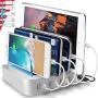 Poweroni USB Charging Station Dock - 4-Port - Fast Charge Docking Station for Multiple Devices - Multi Device Charger Organizer - Compatible with iPad iPhone and Android Cell Phone and Tablet