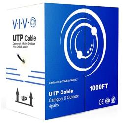 VIVO Black 1,000ft Bulk Cat6, CCA Ethernet Cable, 23 AWG, UTP Pull Box, Cat-6 Wire, Waterproof, Outdoor, Direct Burial CABLE-V007