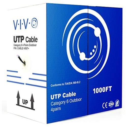 VIVO Black 1,000ft Bulk Cat6, CCA Ethernet Cable, 23 AWG, UTP Pull Box, Cat-6 Wire, Waterproof, Outdoor, Direct Burial CABLE-V007