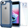 SUPBEC iPhone 6S Plus / 6 Plus Case with [ Screen Protector Tempered Glass x2Pack] Protective Phone Cover with Silicone PC+TPU Shockproof Rubber Heavy Duty Case for iPhone 6SPlus / 6Plus Case-Blue