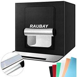 【Upgraded LED】 RAUBAY Photo Studio Light Box,20''x20'' Portable lightbox Shooting Tent for Product Photography, with Dimmable LED Lights and 6 PVC Backdrops