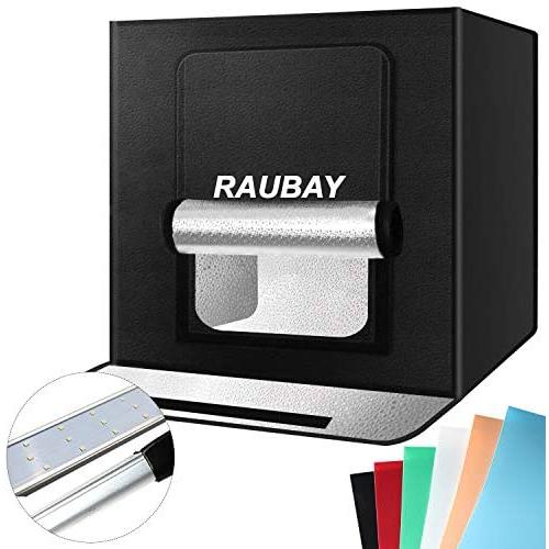 【Upgraded LED】 RAUBAY Photo Studio Light Box,20''x20'' Portable lightbox Shooting Tent for Product Photography, with Dimmable LED Lights and 6 PVC Backdrops