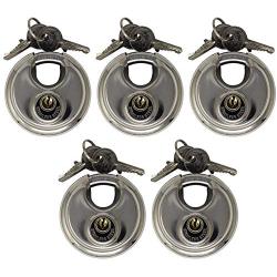 Admiral Locks Stainless Steel Discus Lock, Keyed Alike Removable Key (Pack of 5)