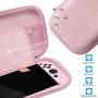 BRHE Pink Travel Carrying Case Accessories Kit for Nintendo Switch with Hard Protective Cover, Glass Screen Protector, Ultra-Thin Adjustable Stand and Thumb Grip Caps 10 in 1