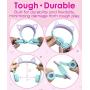 FosPower Kids Headphones with LED Light Up Cat Ears 3.5mm On Ear Audio Headphones for Kids with Laced Tangle Free Cable (Max 85dB) - Teal/Light Purple