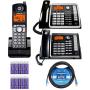 Motorola ML25254 Expandable 2-Line Business Phone with Digital Answering System Bundle with ML25260 Corded Desk Phone, ML25055 DECT 6.0 Cordless Handset, Blucoil 10 Cat5e Cable and 10 AAA Batteries