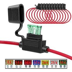 SimpleDailyGoods-10 Pack 12V/DC ATC/ATO 12AWG in-Line Fuse Holder for 5Amp/7.5Amp/10Amp/15Amp/20Amp/25Amp/30Amp fuses Suitable for Installing Cars,Motorcycles,Buses etc,and Other Electronic Equipment