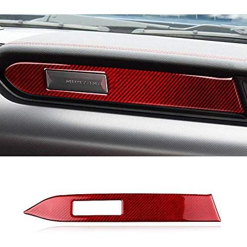 Car Styling Carbon Fiber Interior Car Dashboard Decoration Strip Center Console Custom 3D Sticker for Ford Mustang 2015 2016 2017 2018 2019 Accessories (1 Piece Red)