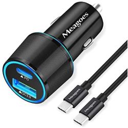 Meagoes USB C Car Charger, 36W 2-Port Fast Charging Adapter with PD&QC3.0 Compatible for Samsung Galaxy S21/S20 Plus/Ultra/S10/S9/Note 20/10, iPad Pro, Google Pixel, iPhone 11/Pro/Max -3ft Type C Cord