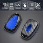 TANGSEN Key Fob Case for CHEVROLET Chevy BLAZER CAMARO CRUZE EQUINOX MALIBU SONIC TRAVERSE TRAX 5 Button Keyless Entry Remote Black Carbon Fiber Pattern ABS Blue Silicone Cover