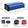 Pure Sine Wave 2000Watt Car Power Inverter Converter DC 12V to 120V AC with Remote Control and LCD Display 1 AC Terminal Block 2 AC Outlets 2x2.4A USB Ports for RV Truck Boat by VOLTWORKS (12VBlue)