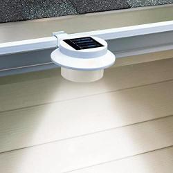 4 Pack Deal - FALOVE Outdoor Solar Gutter LED Lights - White Sun Power Smart Solar Gutter Night Utility Security Light