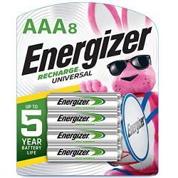 Energizer Rechargeable AAA Batteries, 700 mAh NiMH, Pre-charged, Chargeable for 1,000 Cycles, 8 Count (Recharge Universal)