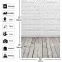 Allenjoy 5x7ft Fabric White Brick Wall with Gray Wood Floor Photography Backdrop Cloths Newborn Baby Photoshoot Child Kids 1st Birthday Cake Smash Photo Background Photographer Props
