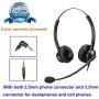 Call Center Headset with 2.5mm & 3.5mm Connector for Deskphone Cell Phone PC Laptop, Office Telephone Headset with Microphone Noise Canceling for Panasonic AT&T Vtech Cordless DECT Phone for Polycom Call Center Headset with 2.5mm & 3.5mm Connector for Deskphone Cell Phone PC Laptop, Office Telephone Headset with Microphone Noise Canceling for Panasonic AT&T Vtech Cordless DECT Phone for Polycom