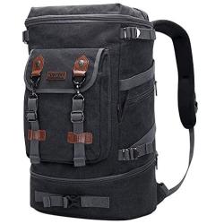 WITZMAN Travel Backpack for Men Women Canvas Backpack Carry on Luggage Rucksack Convertible Duffel Bag Large (A568 Black)