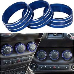 Danti 3pcs Audio Air Conditioning Button Cover Decoration Twist Switch Ring Trim for Jeep Wrangler JK JKU Patriot Liberty 2011-2018 Dodge Challenger 2008-2014 (Blue)