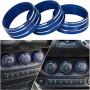 Danti 3pcs Audio Air Conditioning Button Cover Decoration Twist Switch Ring Trim for Jeep Wrangler JK JKU Patriot Liberty 2011-2018 Dodge Challenger 2008-2014 (Blue)